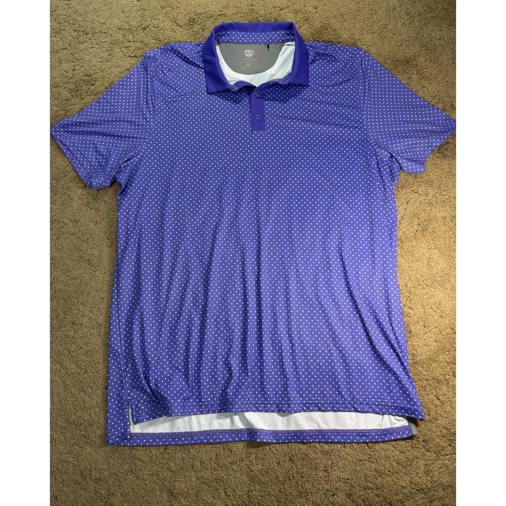 Graham Luxe Golf Polo Men's 2XL Purple & White Diamonds Short Sleeve Breathable